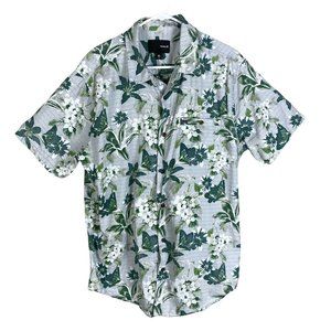 Hurley Mens Green Hawaiian Collared Short Sleeves Button Up Shirt Size XL